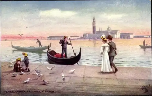 Künstler Ak Venezia Venedig Veneto, Gondola Signor, Tauben, Tuck 7037