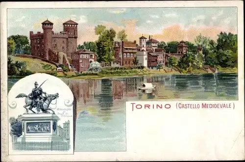 Litho Torino Turin Piemonte, Castello Medioevale, Monumento