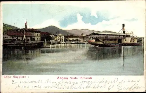 Ak Arona Lago Maggiore Piemonte Italien, Scalo Piroscafi