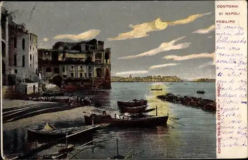 Ak Posillipo Napoli Neapel Campania, Uferpartie, Boote