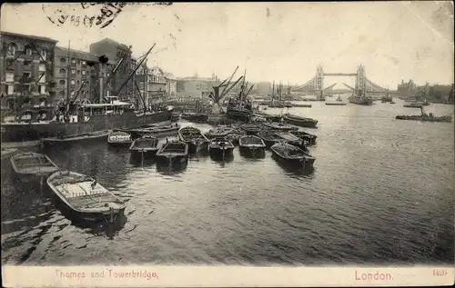 Ak London City England, Themse, Towerbridge
