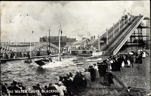 Ak Blackpool Lancashire England, Die Wasserrutsche