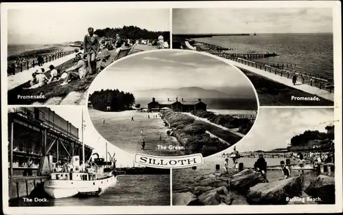 Ak Silloth Nordwestengland, Promenade, Dock, The Green