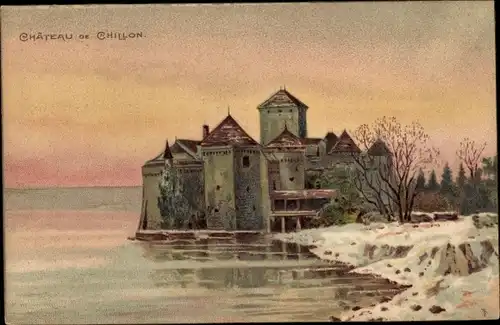 Litho Chillon Montreux Kanton Waadt, Le Chateau