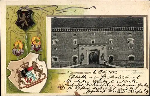 Präge Wappen Ak Germersheim am Rhein, Ludwigshof