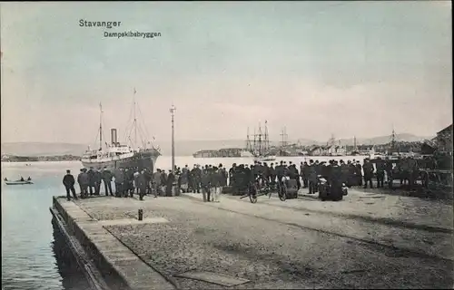 Ak Stavanger Norwegen, Dampskibsbryggen, Dampfer, Hafen