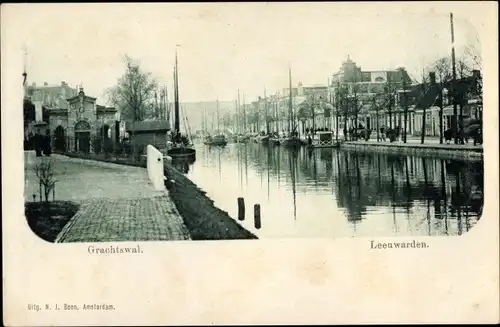 Ak Leeuwarden Friesland Niederlande, Grachtswal