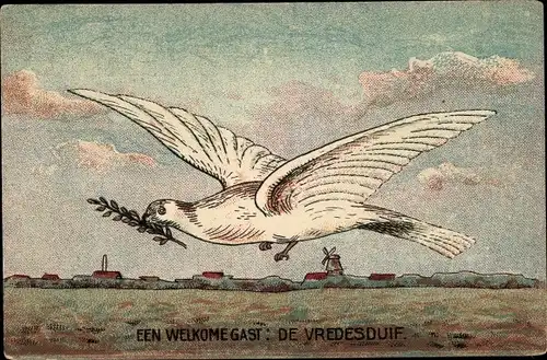 Künstler Ak Fliegende Taube, Een Welkome Gast: De Vredesduif