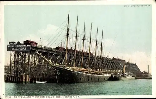 Ak Norfolk Virginia USA, Norfolk und Western Coal Piers