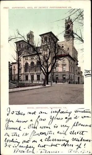 Ak Richmond Virginia USA, Jefferson Hotel