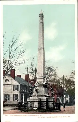 Ak Portsmouth Virginia USA, Denkmal der Konföderierten