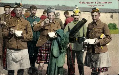 Ak Kriegsgefangene Schottländer, Schotten, Kriegsjahr 1914-1915, I. WK