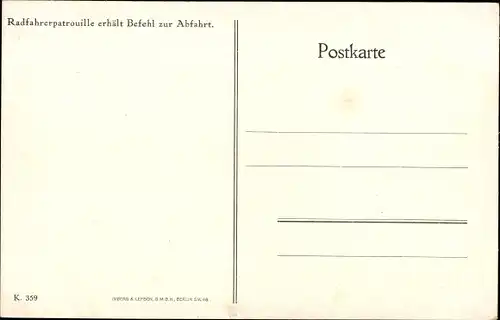 Ak Radfahrerpatrouille erhält Befehlt zur Abfahrt