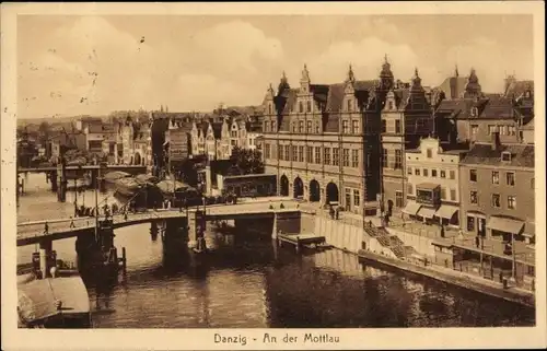 Ak Gdańsk Danzig, Partie an der Mottlau, Brücke, Stengel