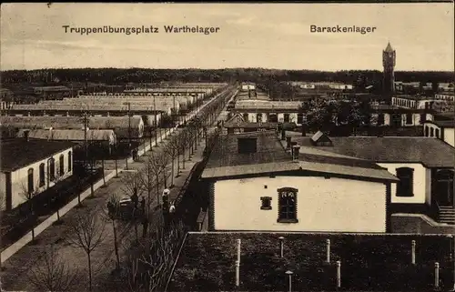 Ak Poznań Posen, Warthelager, Barackenlager, Truppenübungsplatz