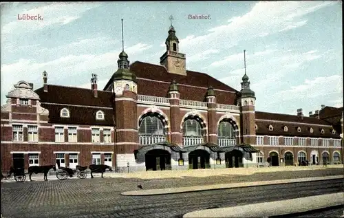 Ak Hansestadt Lübeck, Bahnhof