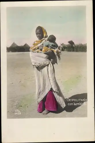 Ak Tripolis Tripoli Libyen, Tripolitana con bambino