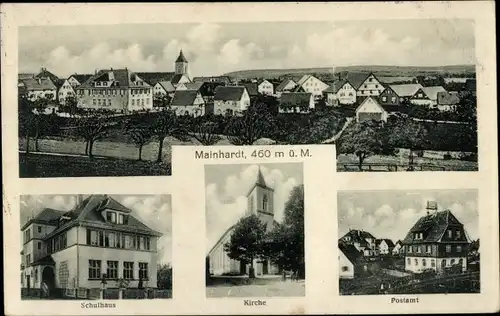 Ak Mainhardt in Württemberg, Kirche, Postamt, Schulhaus