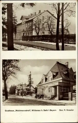 Ak Wildenau Selb im Fichtelgebirge Oberfranken, Gasthaus Weidmannsheil, Winter