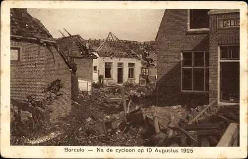 Ak Borculo Berkelland Gelderland Niederlande, Nach dem Zyklon 1925, zerstörte Häuser