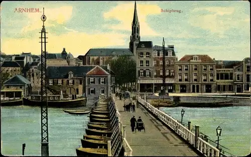 Ak Arnhem Gelderland Niederlande, Schiffbrücke