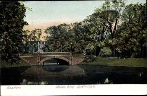 Ak Haarlem Nordholland Niederlande, Nieuwe Brug, Schofersingel