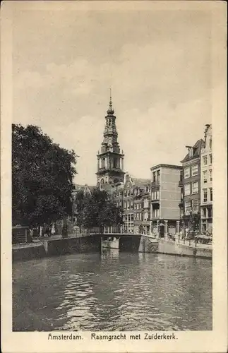 Ak Amsterdam Nordholland Niederlande, Raamgracht met Zuiderkerk