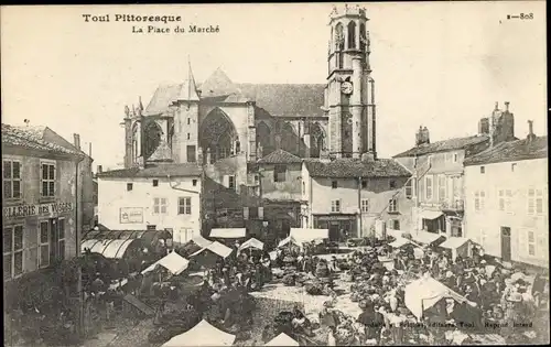 Ak Toul Meurthe et Moselle, La Place du Marche