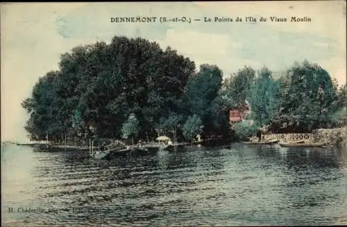 Ak Dennemont Yvelines, Die Spitze der Ile du Vieux Moulin