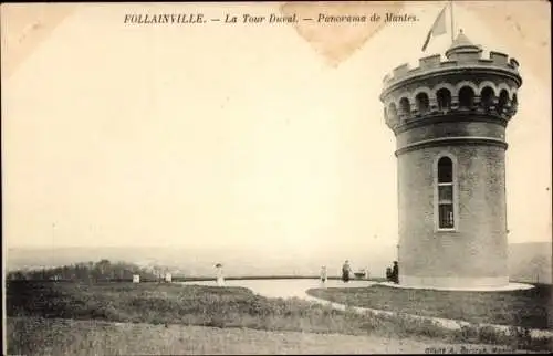 Ak Follainville Dennemont Yvelines, La Tour Duval, Panorama von Mantes
