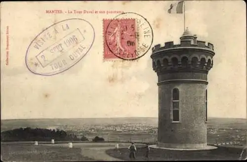 Ak Mantes Yvelines, Der Duval Tower und sein Panorama