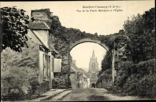 Postkarte Montfort l'Amaury Yvelines, Porte Bardoul, Kirche