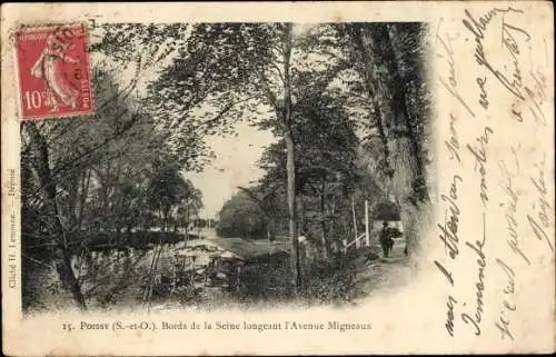 Ak Poissy Yvelines, Ufer der Seine, Avenue Migneaux