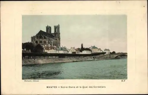 Passepartout Ak Mantes la Jolie Yvelines, Notre Dame, Quai des Cordeliers