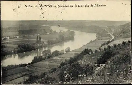 Ak Mantes Yvelines, Gesamtansicht, aufgenommen von Saint-Sauveur
