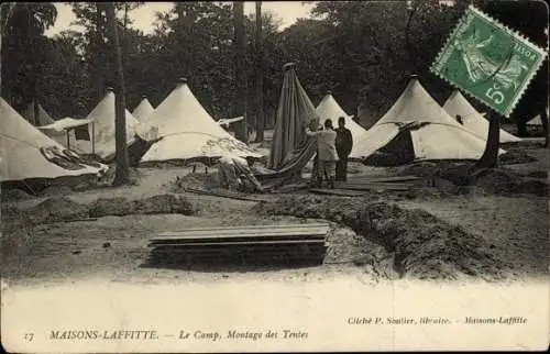 Ak Maisons Laffitte Yvelines, Camp, Zeltaufbau
