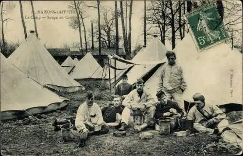 Ak Maisons Laffitte Yvelines, Camp, Suppe auf dem Land