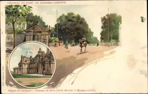 Litho Maisons Laffitte Yvelines, Schloss und Park, Pferde