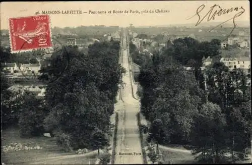Ak Maisons Laffitte Yvelines, Panorama und Route de Paris, aufgenommen vom Schloss