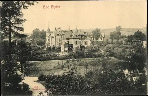 Ak Bad Elster im Vogtland, Teilansicht, Villen, Park
