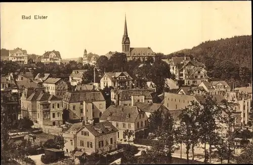 Ak Bad Elster im Vogtland, Teilansicht, Kirche