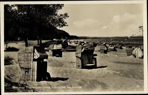 Ak Ostseebad Timmendorfer Strand, Strand, Strandkörbe, Motiv bei der Kammer