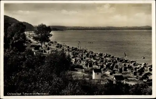 Ak Timmendorfer Strand Ostholstein, Strandkörbe, Meer, Umkleidekabinen