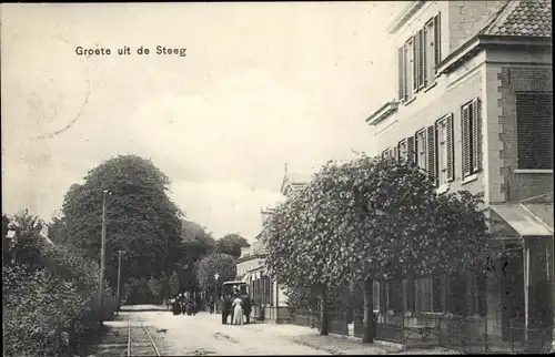 Ak De Steeg Rheden Gelderland, Straßenpartie, Bahnschienen