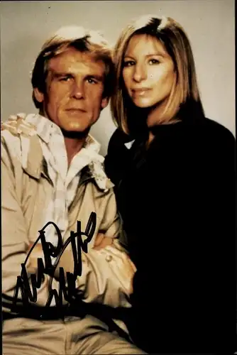 Ak Schauspieler Nick Nolte und Barbra Streisand, Portrait, Autogramm