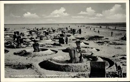 Ak Nordseebad Sankt Peter Ording, Sandbank, Strandleben