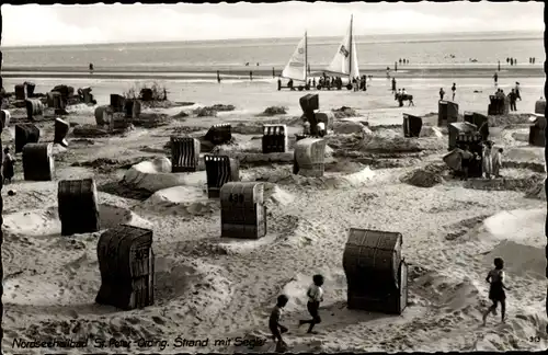 Ak Nordseebad Sankt Peter Ording, Strand, Strandkörbe