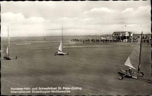 Ak Nordseebad Sankt Peter Ording, Internationale Strandsegler-Wettbewerbe