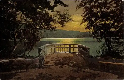 Ak Eutin in Ostholstein, Ukleisee, Uglei See, Angelbrücke, Nacht