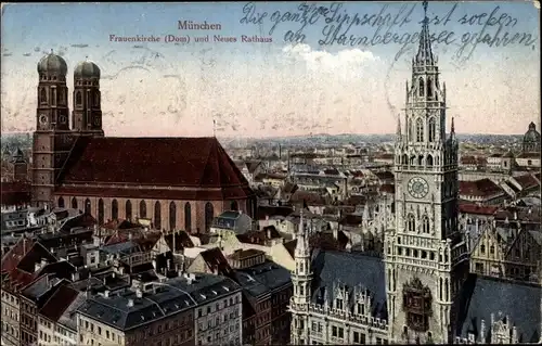 Ak München, Frauenkirche, Neues Rathaus